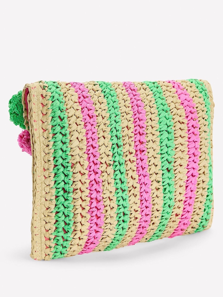 Boden Pompom Clutch aus Raffia - Bild 2 von 5