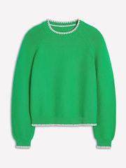 Boden Green Lena Stitch Detail 100% Cotton Jumper - Image 4 of 5