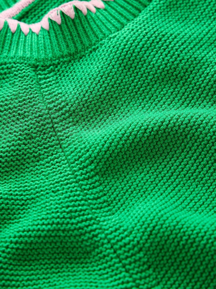 Boden Green Lena Stitch Detail 100% Cotton Jumper - Image 5 of 5