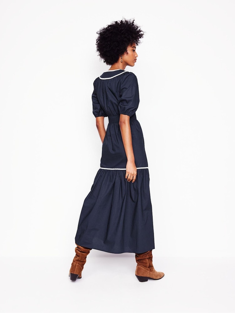 Buy Boden Blue Rhea Embroidered Midi 100% Cotton Dress from Next Netherlands