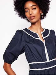 Boden Blue Rhea Embroidered Midi 100% Cotton Dress - Image 5 of 6