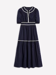 Boden Blue Rhea Embroidered Midi 100% Cotton Dress - Image 6 of 6
