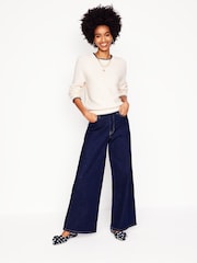 Boden Cream Lena Stitch Detail 100% Cotton Jumper - Image 3 of 5