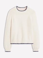 Boden Cream Lena Stitch Detail 100% Cotton Jumper - Image 4 of 5