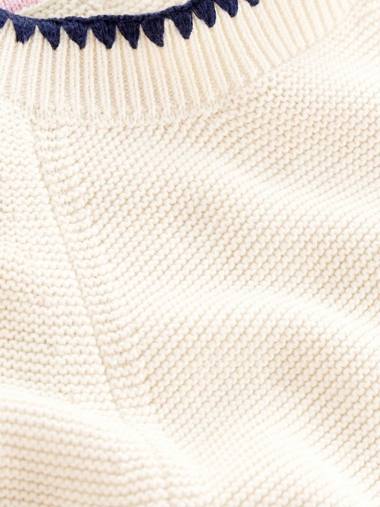 Boden Cream Lena Stitch Detail 100% Cotton Jumper - Image 5 of 5