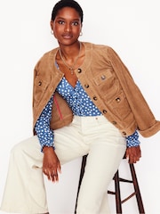 Boden Blue Poppy Ruffled Henley Top - Image 4 of 5