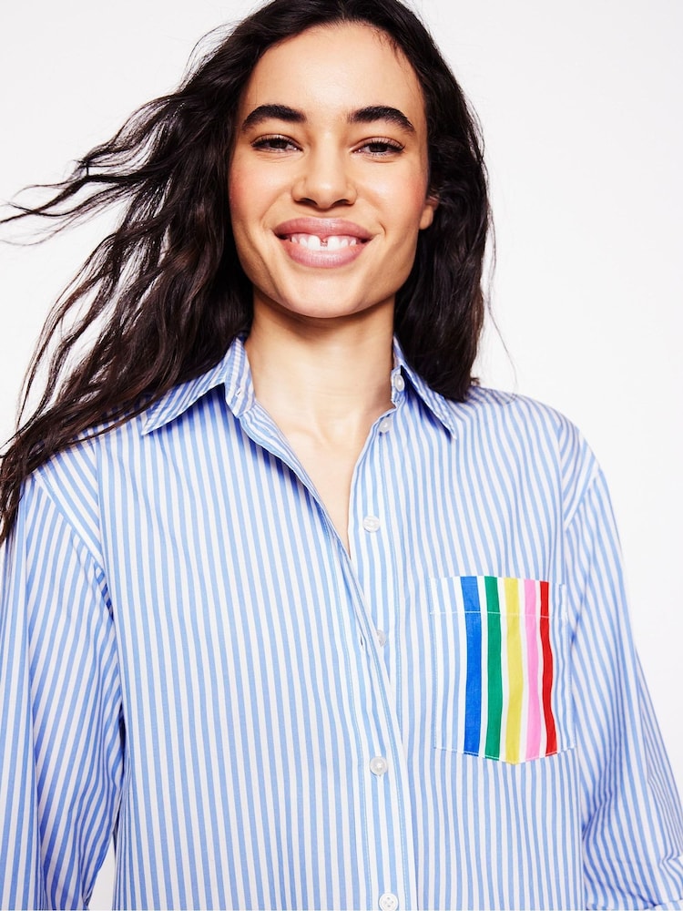 Boden Blue Sadie Relaxed 100% Cotton Shirt - Image 3 of 6