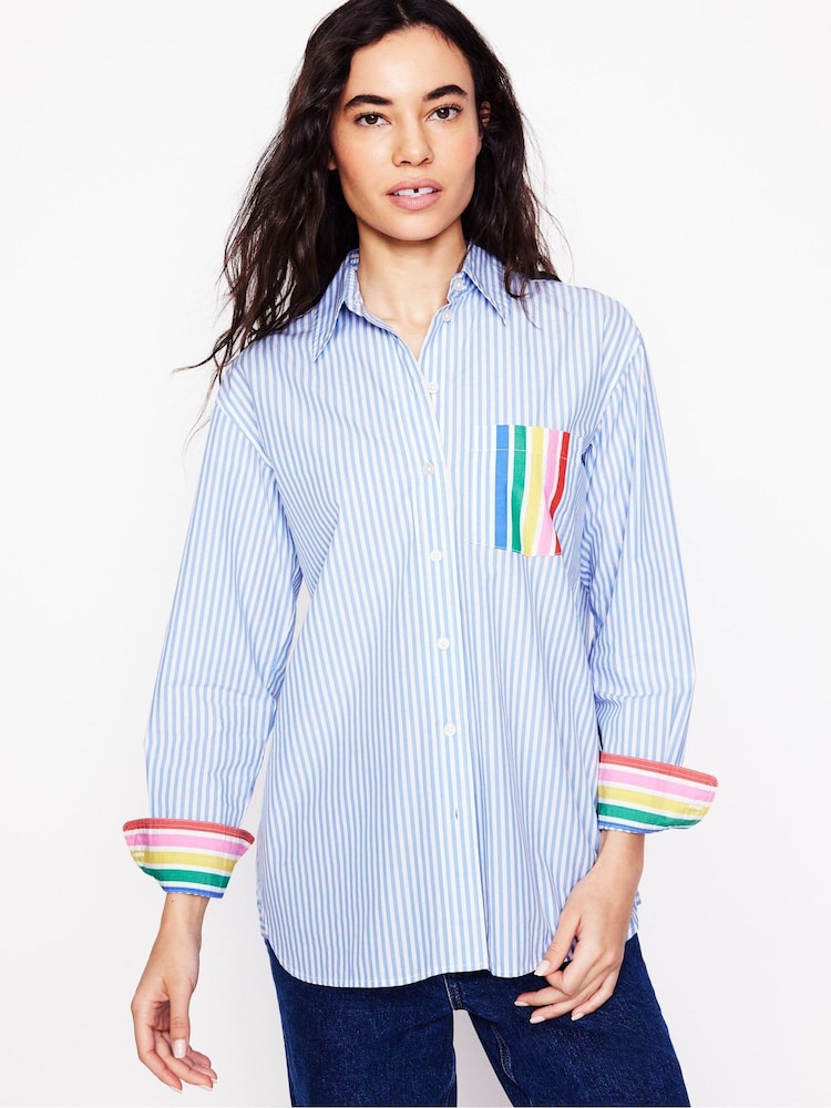 Boden Blue Sadie Relaxed 100% Cotton Shirt - Image 5 of 6
