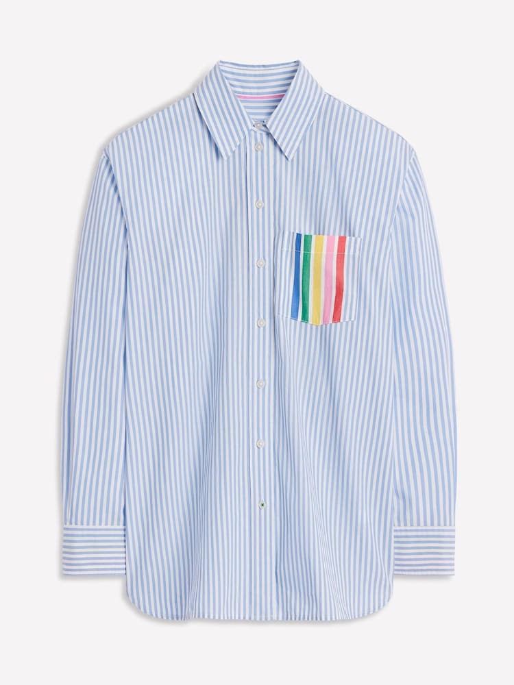 Boden Blue Sadie Relaxed 100% Cotton Shirt - Image 6 of 6