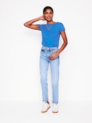 Boden Sky Blue Supersoft Boat Neck T-Shirt - Image 4 of 5