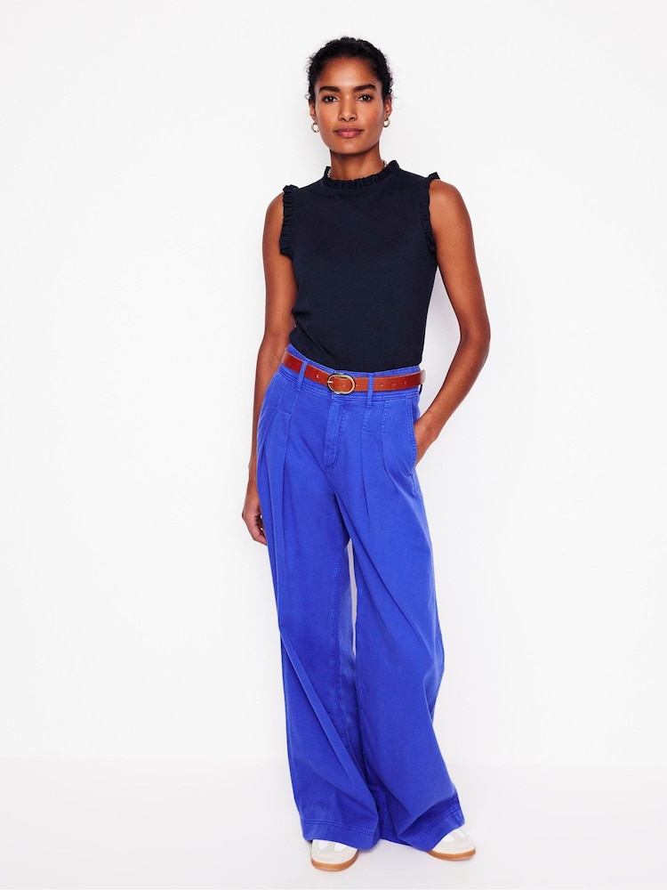 Blau - Boden Superweiches Trägertop mit Rüschendetail - Bild 1 von 4 Blau - Boden Superweiches Trägertop mit Rüschendetail - Bild 1 von 4