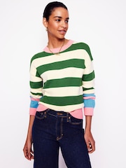 Boden Green Lucinda 100% Cotton Striped Jumper - Image 1 of 6