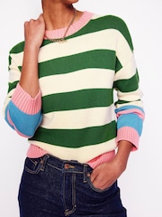 Boden Green Lucinda 100% Cotton Striped Jumper - Image 2 of 6