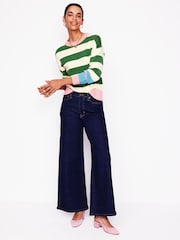 Boden Green Lucinda 100% Cotton Striped Jumper - Image 4 of 6
