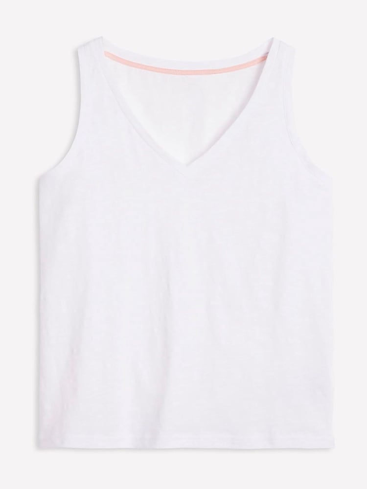 Boden White Regular V-Neck Slub 100% Cotton Vest - Image 5 of 5