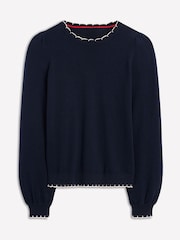Boden Blue Pru Scallop Trim Jumper - Image 5 of 6