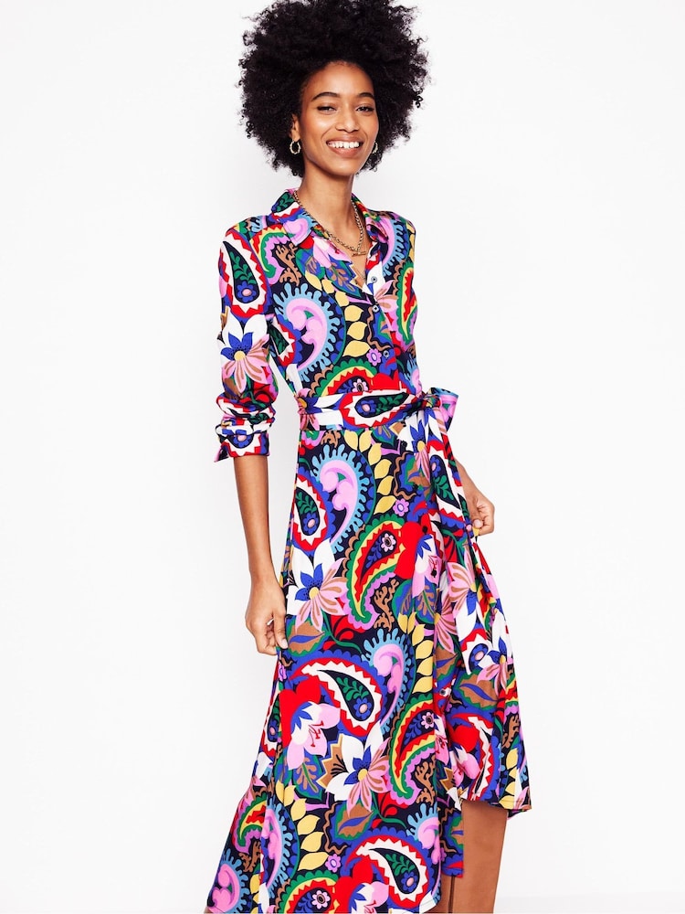 Boden Blue Marcia Jersey Midi Shirt Dress - Image 1 of 7