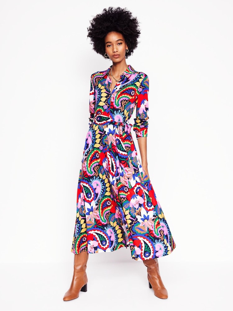 Boden Blue Marcia Jersey Midi Shirt Dress - Image 2 of 7