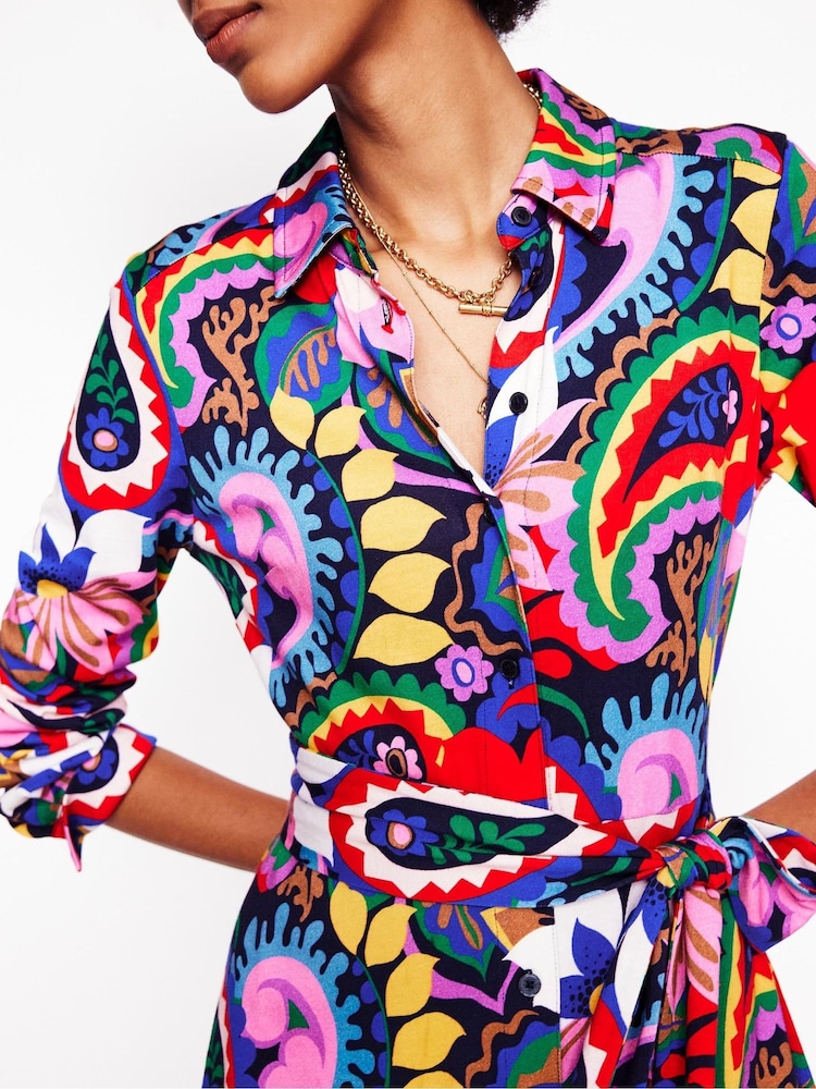 Boden Blue Marcia Jersey Midi Shirt Dress - Image 4 of 7