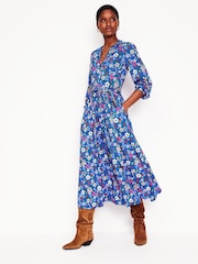 Boden Blue Maeve Trim Jersey Midi Dress - Image 1 of 4