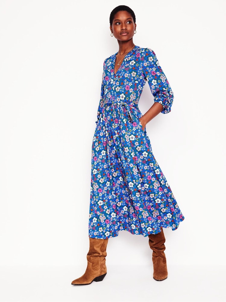 Boden Blue Maeve Trim Jersey Midi Dress - Image 1 of 4