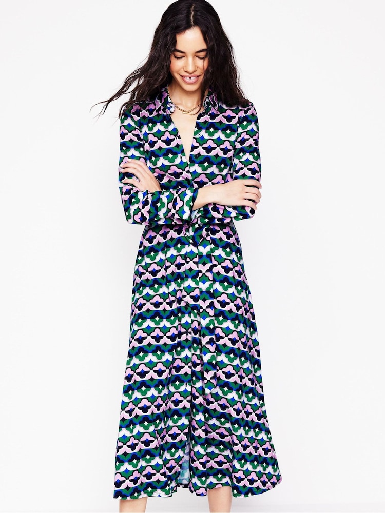 Boden Green Marcia Jersey Midi Shirt Dress - Image 1 of 6