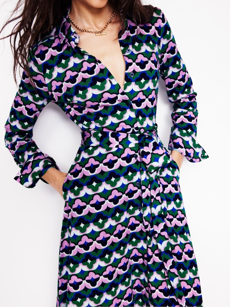 Boden Green Marcia Jersey Midi Shirt Dress - Image 2 of 6