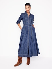 Boden Blue Tess Denim Midi Shirt Dress - Image 1 of 6