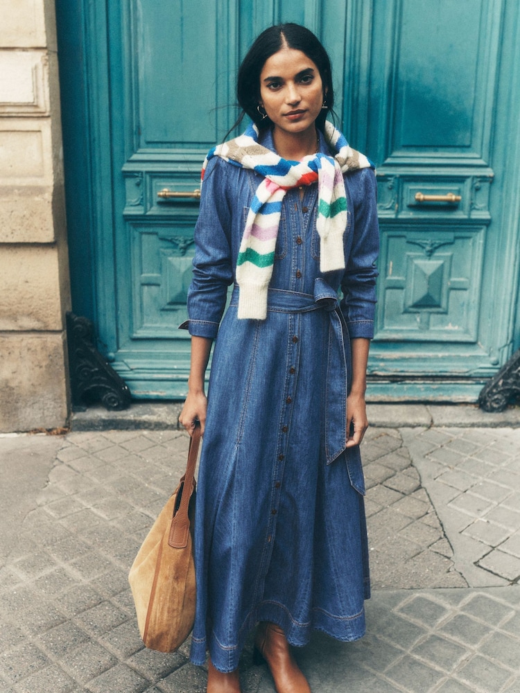Boden Blue Tess Denim Midi Shirt Dress - Image 2 of 6