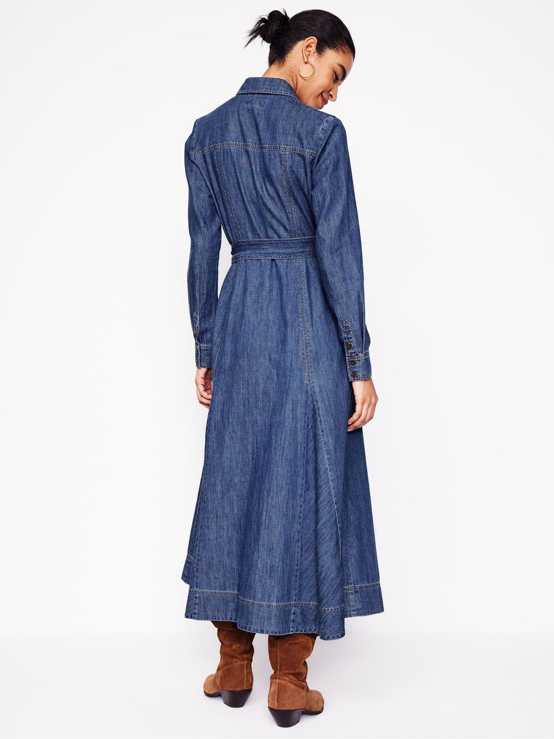 Buy Boden Blue Tess Denim Midi Shirt Dress from Next USA