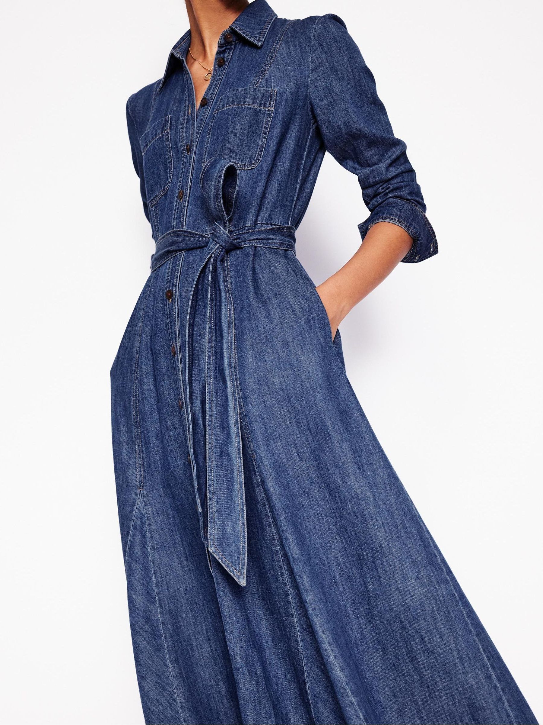Buy Boden Blue Tess Denim Midi Shirt Dress from Next USA