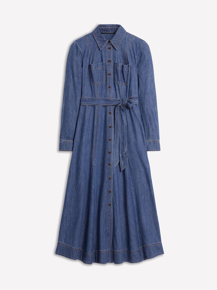 Boden Blue Tess Denim Midi Shirt Dress - Image 6 of 6