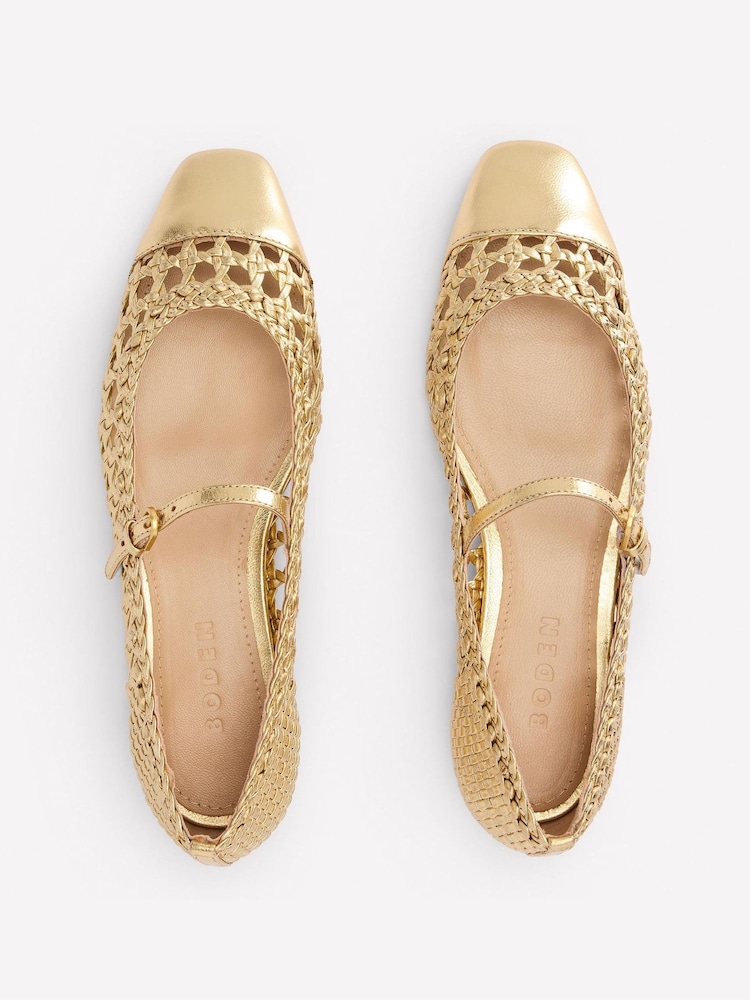 Boden Gold Penelope Mary Jane Flats - Image 3 of 4