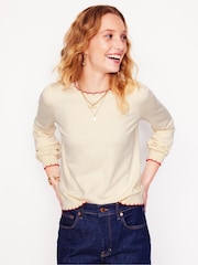 Boden Cream Pru Scallop Trim Jumper - Image 1 of 7