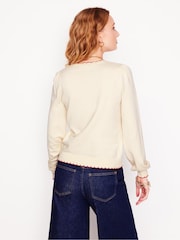 Boden Cream Pru Scallop Trim Jumper - Image 4 of 7