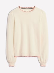 Boden Cream Pru Scallop Trim Jumper - Image 6 of 7