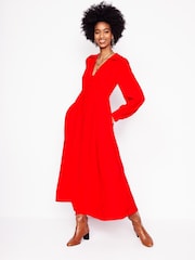 Boden Red Scalloped Collar Tea Dress - Image 2 of 7