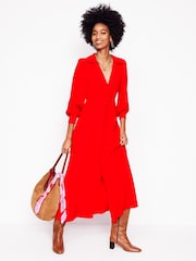 Boden Red Scalloped Collar Tea Dress - Image 4 of 7