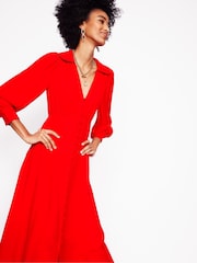 Boden Red Scalloped Collar Tea Dress - Image 5 of 7