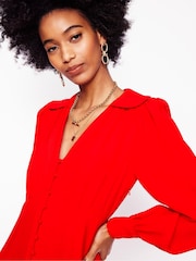 Boden Red Scalloped Collar Tea Dress - Image 6 of 7