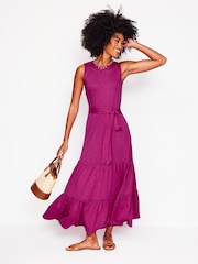 Boden Purple Mila Trim Tiered Jersey Dress - Image 1 of 3