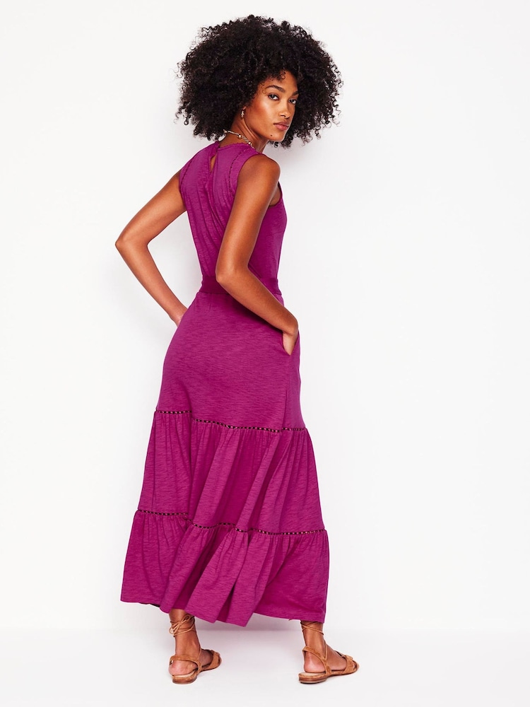 Boden Purple Mila Trim Tiered Jersey Dress - Image 2 of 3
