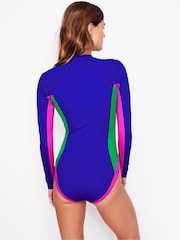 Boden Blue Piped Raglan Sleeve Swimsuit - Image 3 of 6