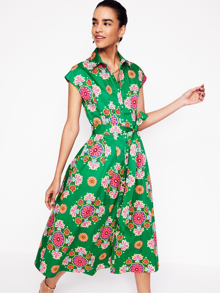Boden Green Rachel 100% Cotton Midi Shirt Dress - Image 4 of 5