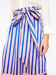 Boden Blue Tie Belt Sateen Midi Skirt - Image 5 of 6