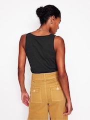 Boden Black Regular V-Neck Slub 100% Cotton Vest - Image 2 of 5