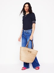 Boden Blue Short Sleeve Smocked Cuff Top - Image 3 of 5