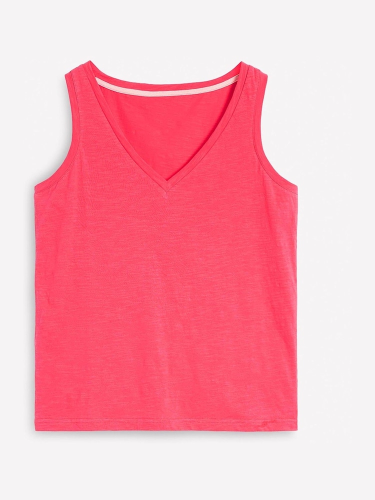 Boden Pink Regular V-Neck Slub 100% Cotton Vest - Image 5 of 5