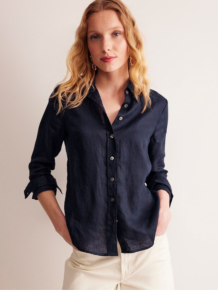 Boden Blue Sienna Linen Shirt - Image 1 of 5