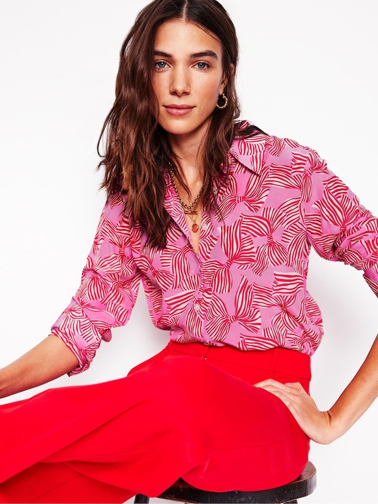 Boden Pink Sienna Silk Shirt - Image 1 of 6